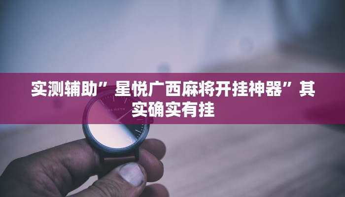 实测辅助”星悦广西麻将开挂神器”其实确实有挂